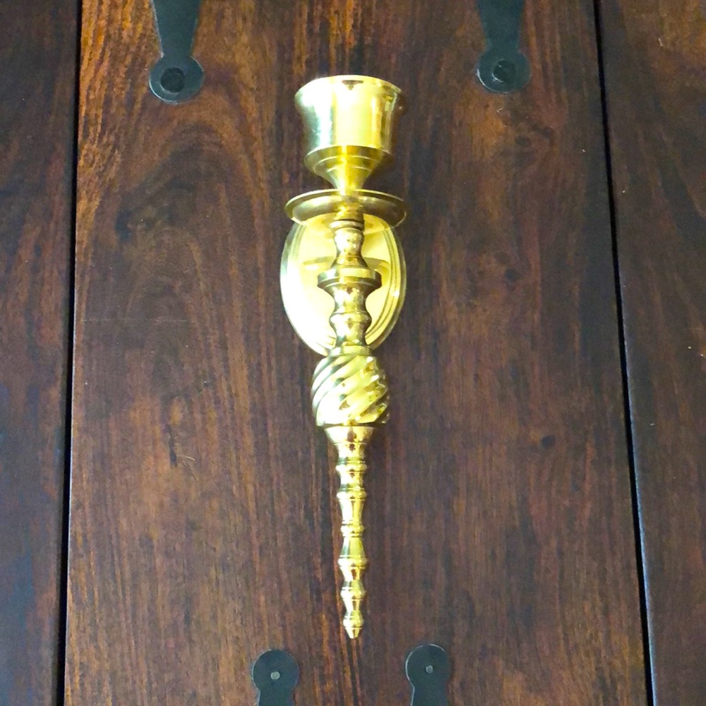 Solid Brass Candle Holders Wall Sconces 10" Long Lacquered Brass India